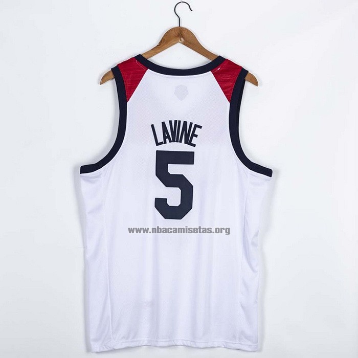 Camiseta USA 2021 Zach LaVine NO 5 Blanco